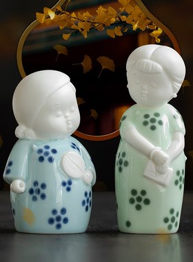 新中禅意c古风仕女陶瓷人物摆件家居客厅茶室博古架桌面装饰品摆