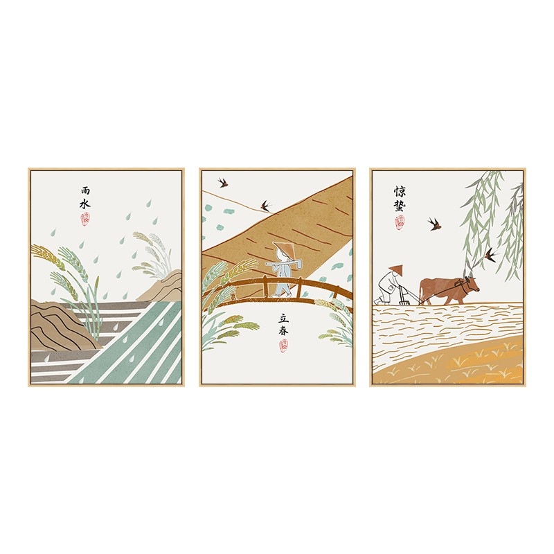 24二十四节气中国古风餐厅装饰画新中式民俗挂画日式客.厅墙面墙图片