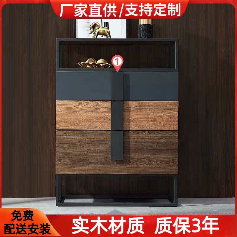 灰色烤漆三斗柜现代简约卧室储物柜个性L时尚抽屉收纳柜网红边柜