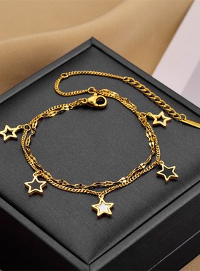 2023新款 钛钢手链 浪漫五角星手链女K甜美简约星星钛钢手链热销