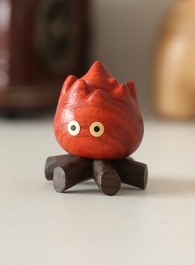 木上 小火堆摆件可爱原木创意礼B物家居装饰火苗客厅车载桌面摆件