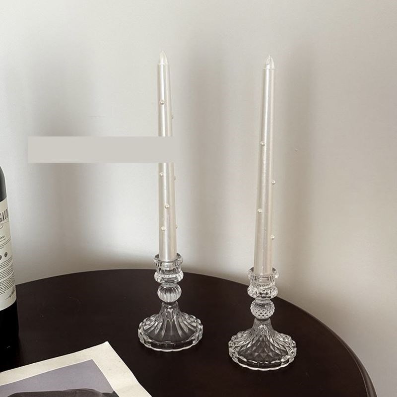 珍珠轻奢长杆蜡桌面摆件欧y式浪漫珍珠蜡烛香薰蜡烛氛围感