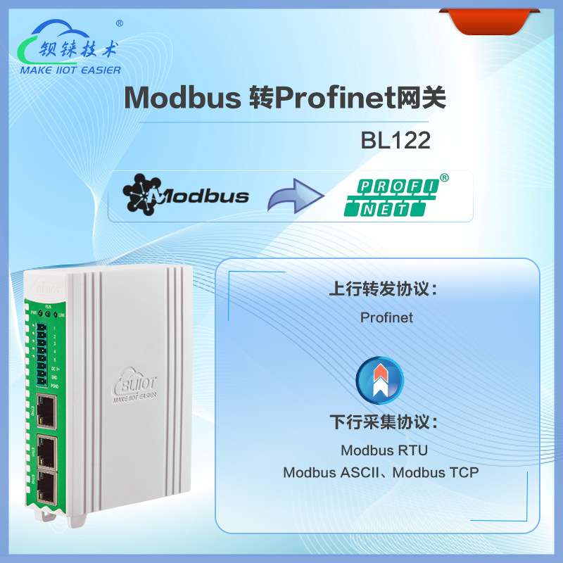 钡铼BL122物联网关 现场总线协议 Modbus转Profinet 工业自动化