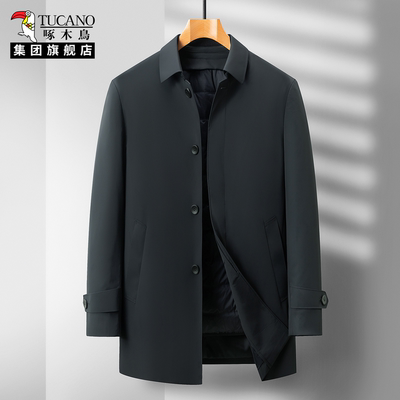 啄木鸟中长款翻领棉衣男冬季外套