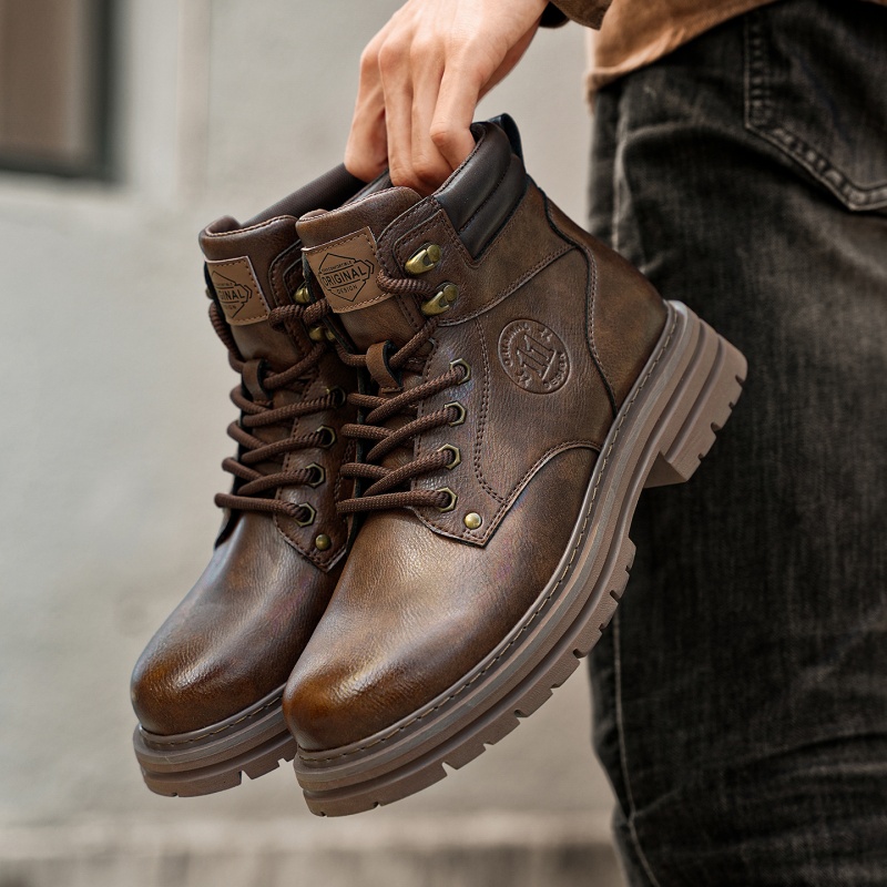 复古高帮英伦风工装潮流马丁靴男
