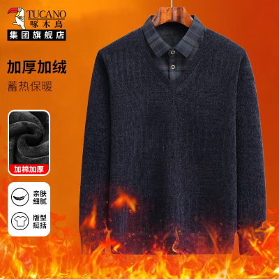 啄木鸟加绒加厚毛衣男款2025新款