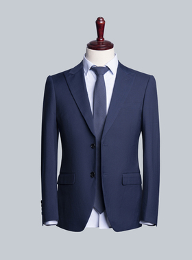 商务风深蓝色西服套装男修身职业正装高级感面试西装外套LQ