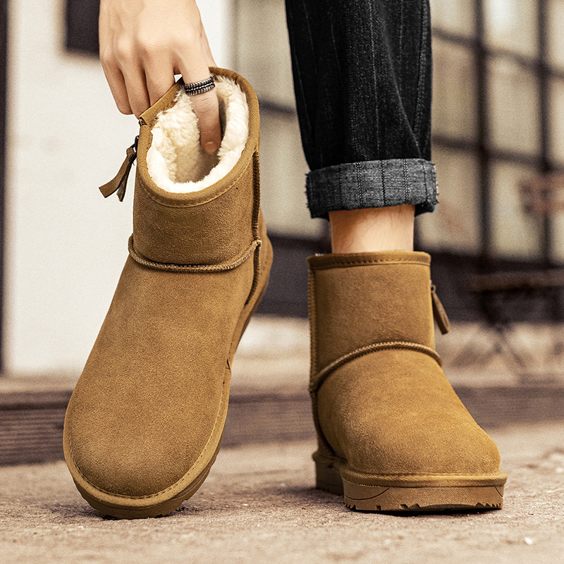 加绒保暖户外真皮高帮防寒雪地靴