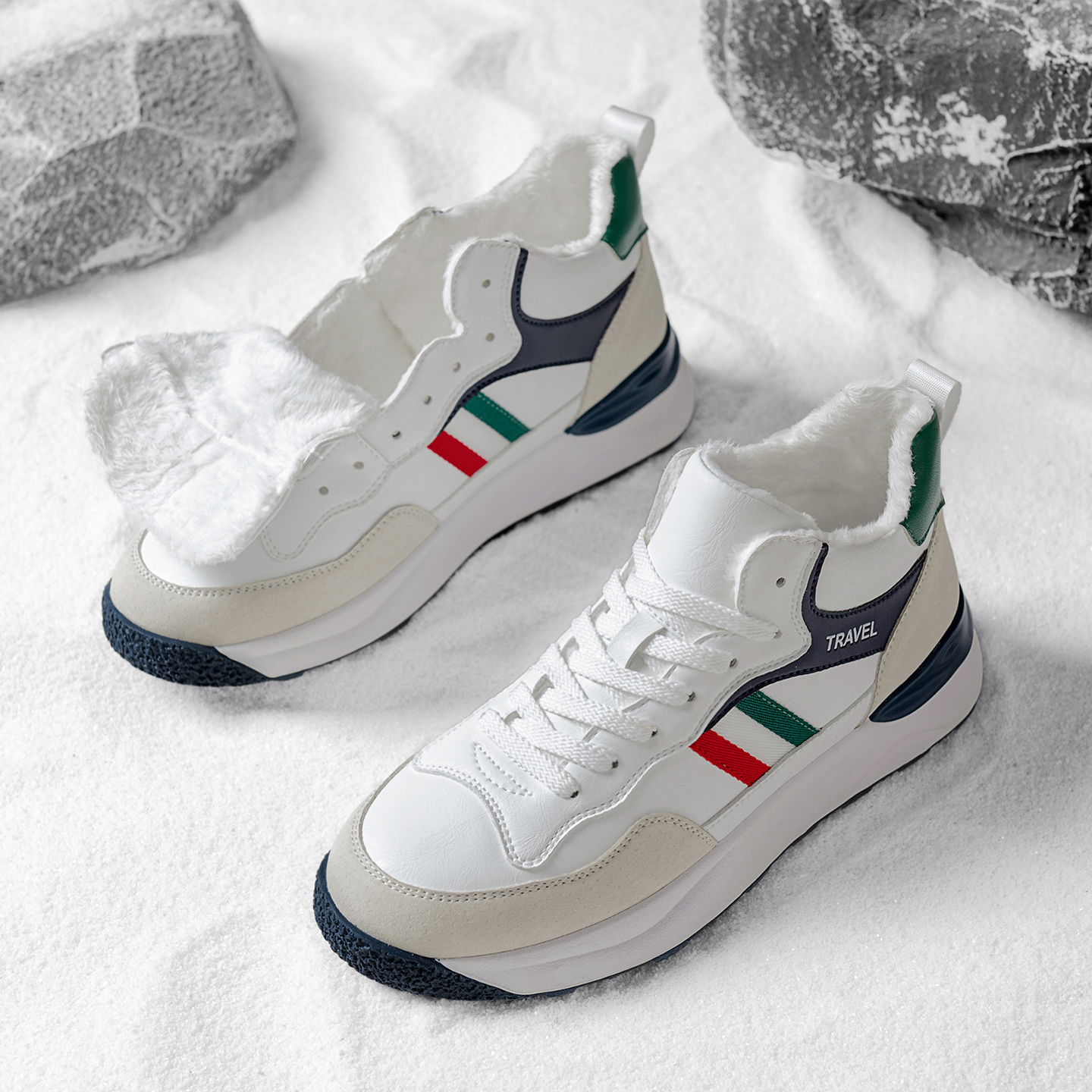 真皮加绒保暖户外防滑休闲棉鞋男