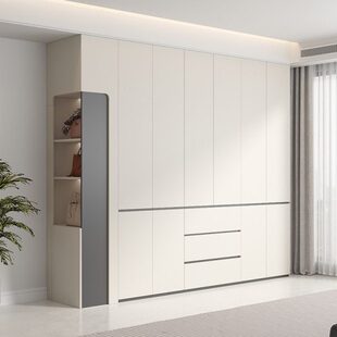 新款免拉手ENF级衣柜实木定制到顶分段式卧室家用现代简约大衣橱