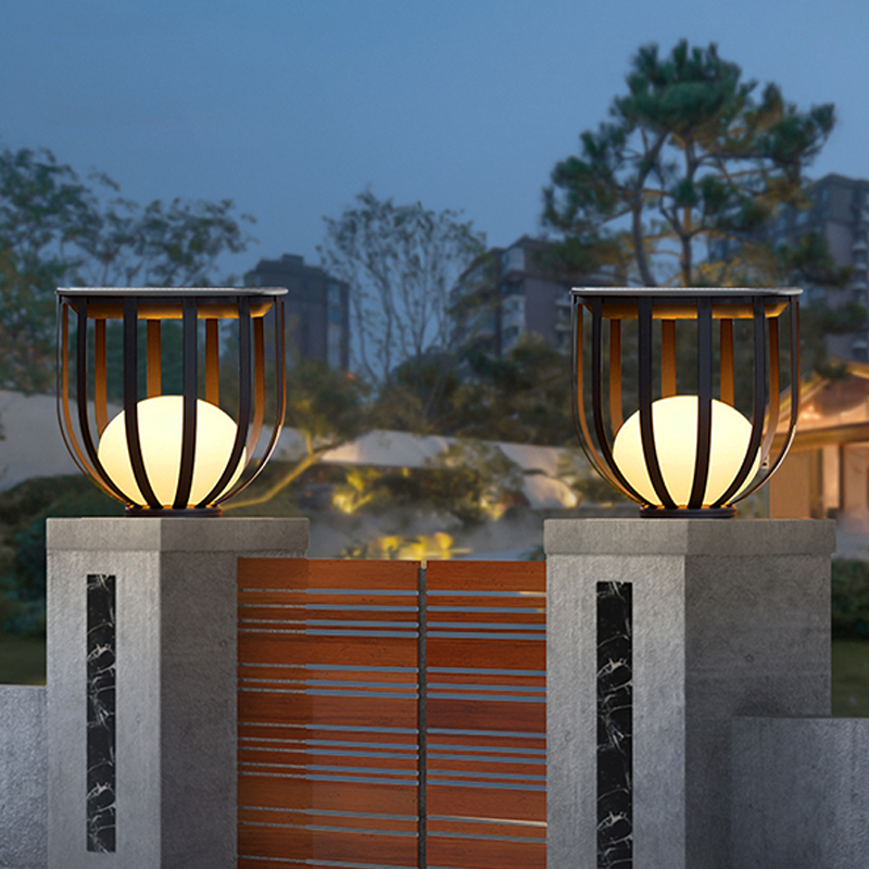 太阳能户外柱头灯花架柱子灯防水门柱H灯现代墙头灯花园别墅围墙