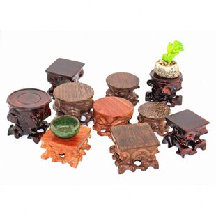 实木根雕可挖槽底座茶壶小摆件木质底托红檀木鸡翅木奇石玉器木托