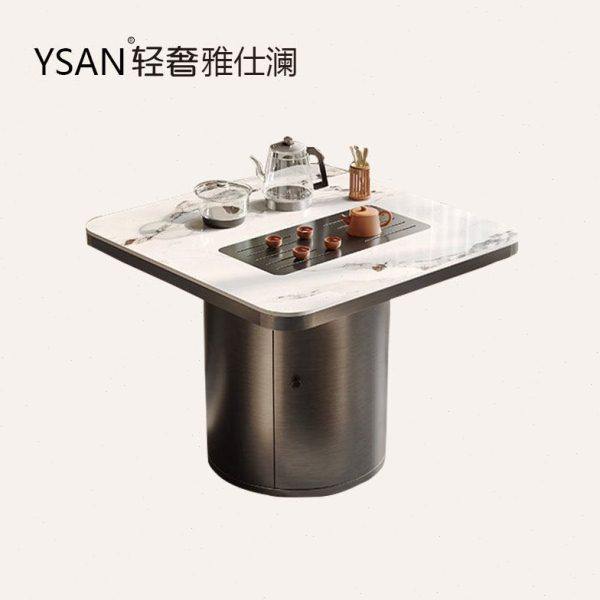 轻奢意式岩板方形茶台功夫茶桌椅组合小户型圆形柜筒家用阳台茶桌,住宅家具,家用茶台/茶桌,淘宝优惠券,粉丝福利购,淘宝优惠卷