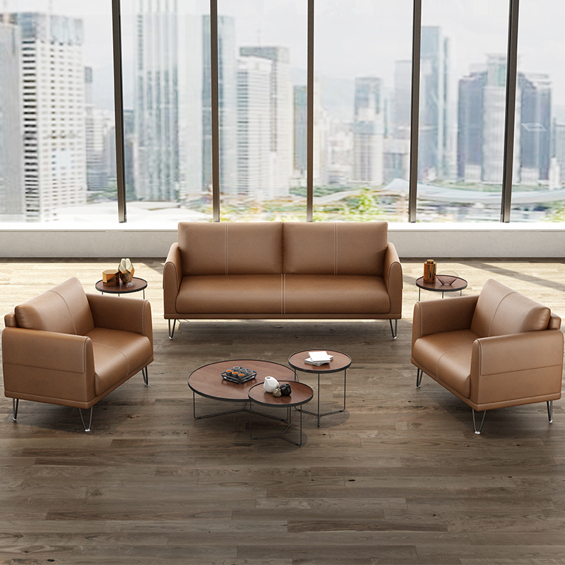 办公沙发现代商务接待洽谈会客区简约小型办公室沙发W茶几组合套