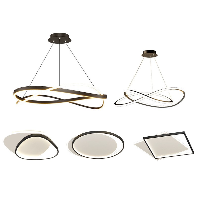 客厅吊灯轻奢北欧2023新款现代简约大H气极简风主灯具组合全屋套