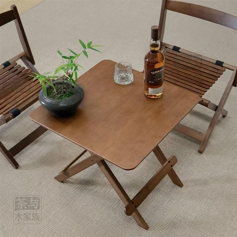 金丝楠竹方桌子正方形折叠桌餐桌楠竹实木吃饭桌简易W家用阳台桌w