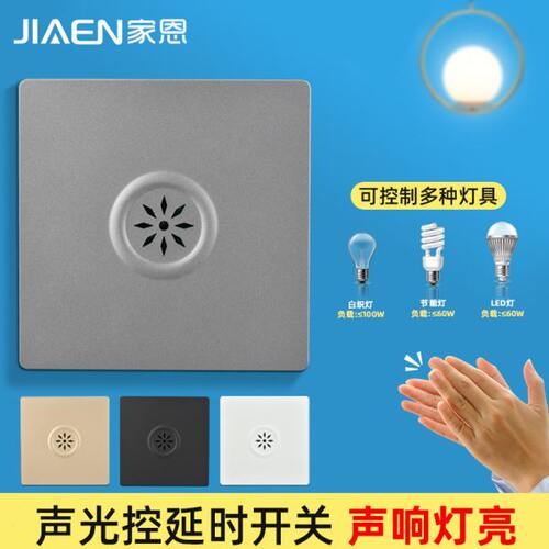 声控感应智能开关86型物业楼道过道二线声光控延时开关面板大功率