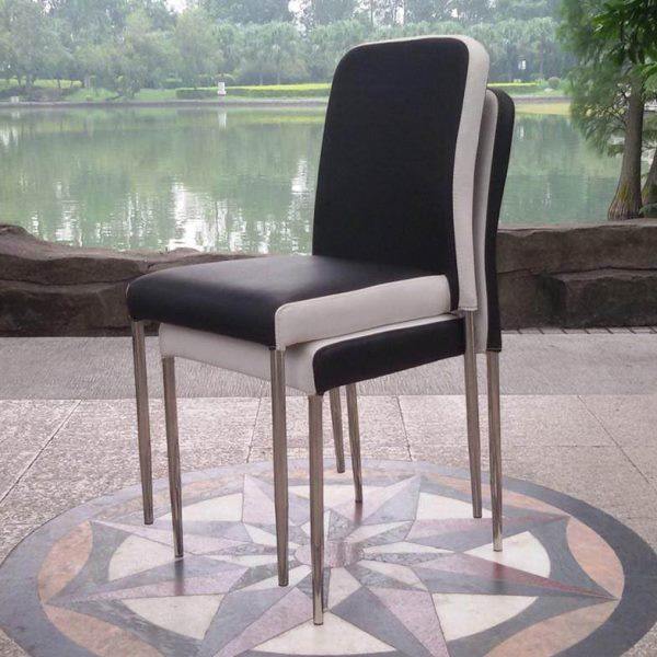 可叠放餐椅简约现代家用凳子黑白色皮不锈钢椅酒店餐桌椅靠背椅子,家装主材,地漏配件,淘宝优惠券,粉丝福利购,淘宝优惠卷