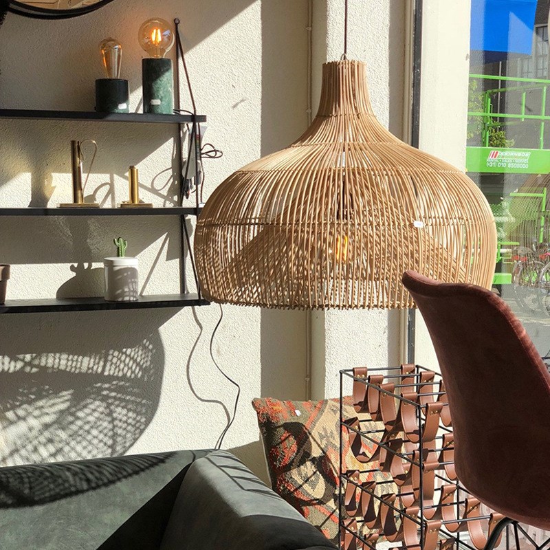 日式藤编吊灯简约k客厅卧室餐厅书房禅意茶室民宿田园创意藤艺灯