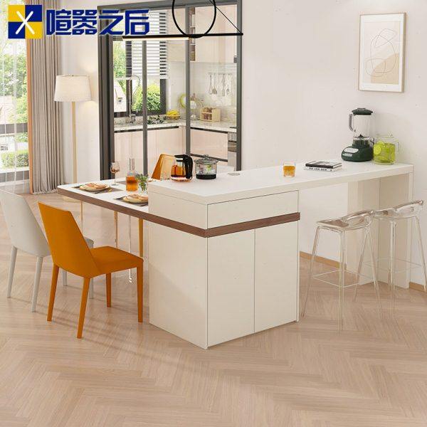 奶油风岩板岛台餐桌一体小户型厨房茶台烧水壶一体吧台隔断柜8E55,住宅家具,岩板餐桌,淘宝优惠券,粉丝福利购,淘宝优惠卷