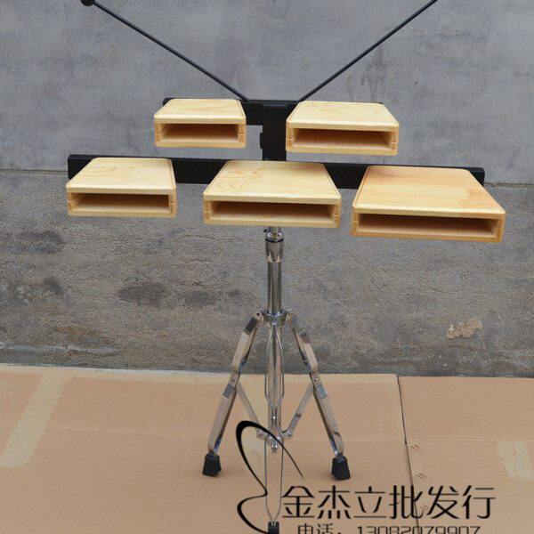 包邮 带架5音方梆子五音木鱼　奥尔夫音乐教具打击乐器 乐队伴奏