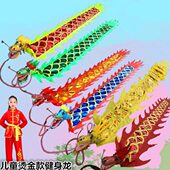 舞龙彩带广场儿童健身龙甩龙彩带空竹龙耍龙手舞龙飘带杆舞龙头