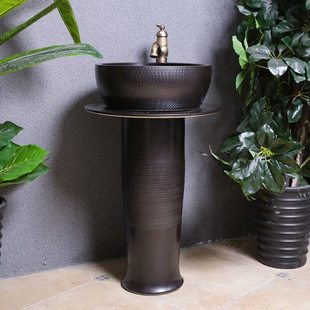 户外阳台陶瓷立柱式洗手脸盆台柱家用面盆花园工业手池庭院卫生间