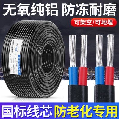 国标电线2.5 4 6 10 16 25 35平方架空铝线2股铝芯户外电缆护套线,电子/电工,护套线,淘宝优惠券,粉丝福利购,淘宝优惠卷