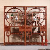 红木博古架实木多宝阁刺猬紫檀五福博古架非洲花梨木中式 隔断家具