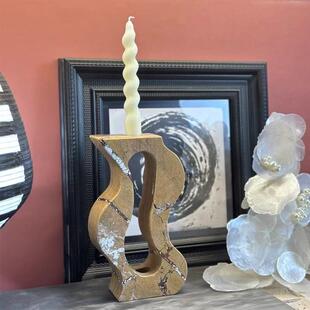 现代意式极简大理石异形雕刻装蒙多花插组摆件桌面家居装饰品摆件