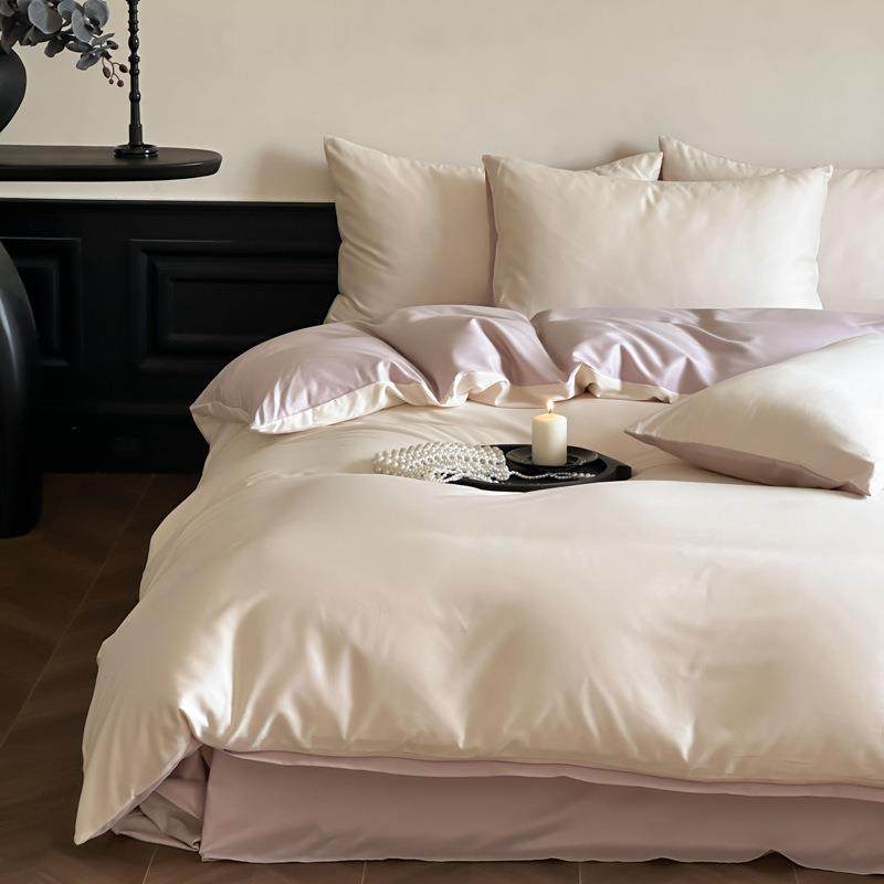 秋冬超细旦超柔简约纯色磨毛床上四件套件纯棉被套床单床笠用品