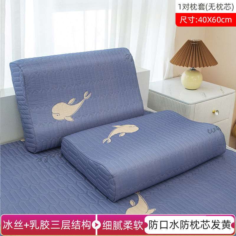 防口水三层乳胶枕头套40X60一对亲肤防头油儿童30X50四季厂枕套
