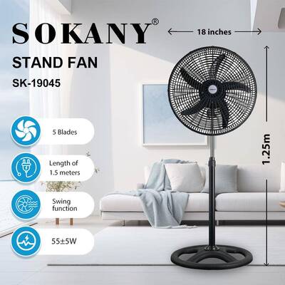 SOKANY19045三合一工业扇大风力家用立式摇头电风扇18寸落地扇