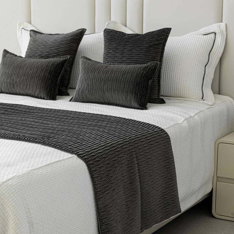 灰色绒面压褶酒店床品套件现代简约样板间床旗床尾巾民宿抱枕靠垫,鲜花速递/花卉仿真/绿植园艺,割草机/草坪机,淘宝优惠券,粉丝福利购,淘宝优惠卷