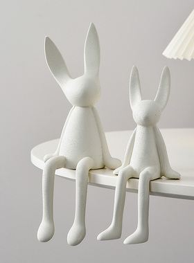 现代简约客厅摆件创意植绒坐姿兔子高级软M装拍摄公仔家居饰品摆