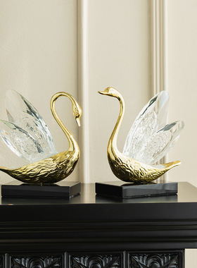 轻奢高档天鹅摆i件客厅玄关酒柜餐边电视柜高级感装饰乔迁新居礼