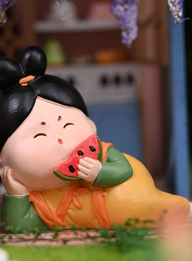 古风少女唐仕女摆件树脂中式办公室桌面装M饰可爱车载创意生日礼