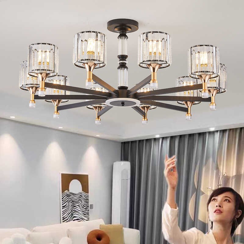 客厅水晶吊灯现代简n约语音新款大气铝材北欧餐厅卧室轻奢全屋套