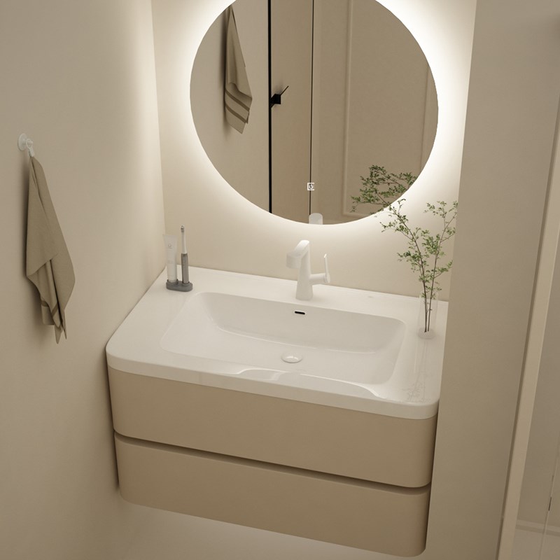 不锈钢烤a漆浴室柜组合圆角陶瓷一体盆卫生间洗漱台洗手洗脸池新