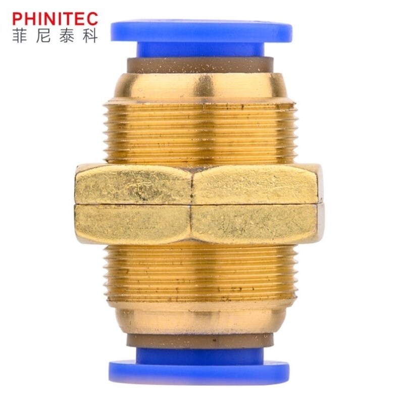 科5个PM隔板快n插接头气动接头气管隔板直通黄铜快速接头