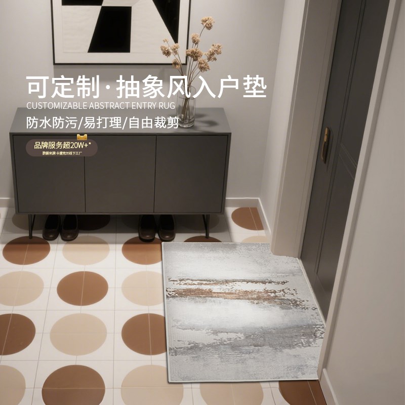 新款抽象风入户门地垫p轻奢高级简约地毯门垫家用防水防滑垫可裁