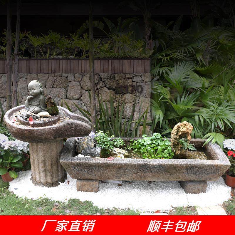 水磨坊大马槽流水落地摆件户外鱼池庭院循环流水装饰民宿鱼缸造景