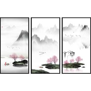 新中式装饰画客厅沙发背景画玄关中式禅意挂画地产样板房壁画