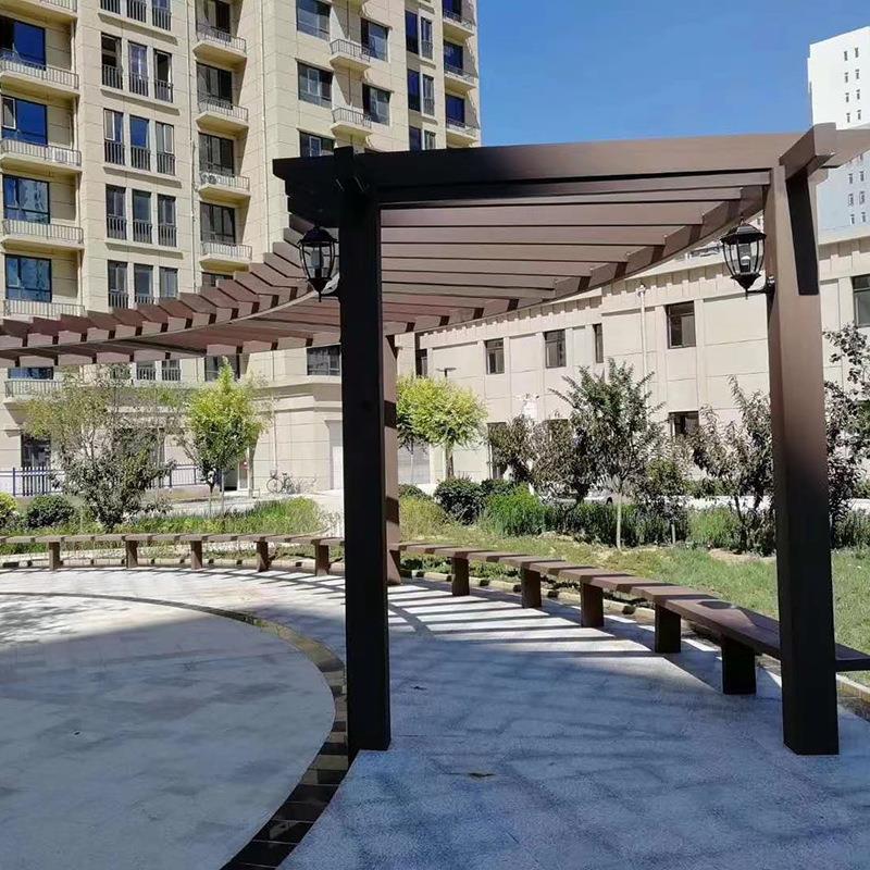 木塑地板小区别墅公园 木塑连廊 木塑廊架 pe木塑材料 木塑装饰条