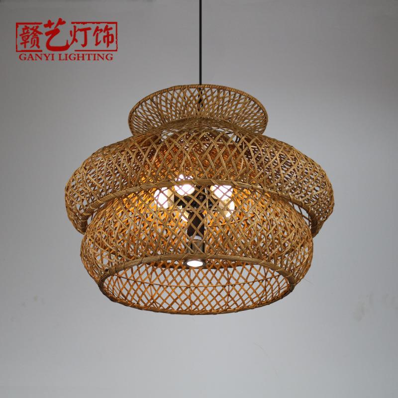 田园风格藤艺吊灯中餐厅农庄农家乐庭院复古藤编灯创意艺术灯饰