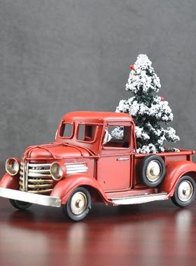 圣诞创意礼品 复古卡车模型收藏金属工艺品简约家居软装摆件