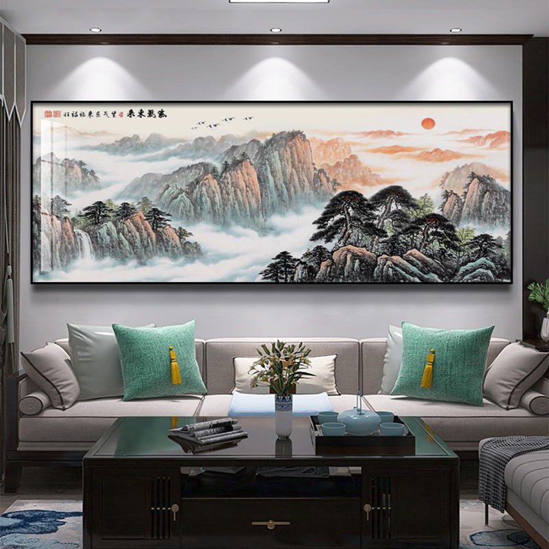 有山无水客厅f装饰画办公室背景墙靠山图挂画现代新中式大气山水