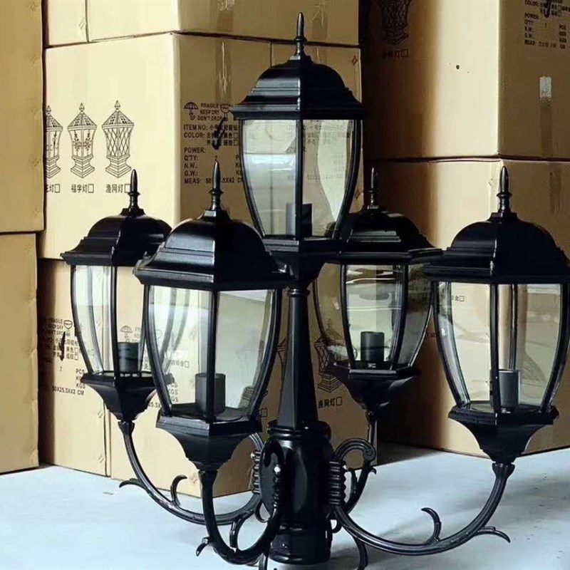 双头庭院吊灯头小区户外防水路灯罩5头J景观草坪公园高杆多头灯罩