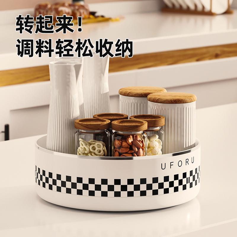旋转调料置物架厨房台面多功能油盐酱醋调味料用品大全收纳盒托盘