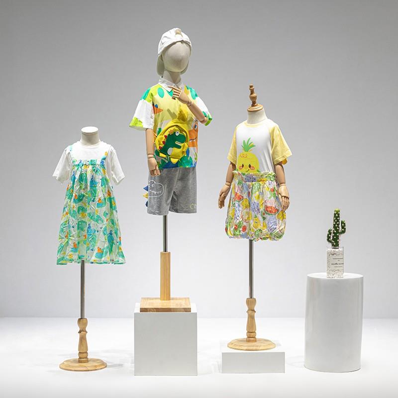 服装店儿童模特展示架橱窗半身实木手假人偶童装店男女小孩全身